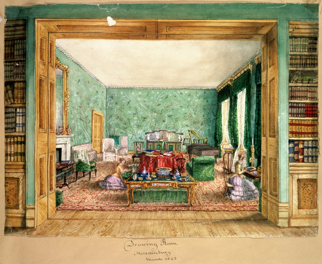De Salon in Meesdenbury, f13 uit Een Album van Interieurs door Charlotte Bosanquet
