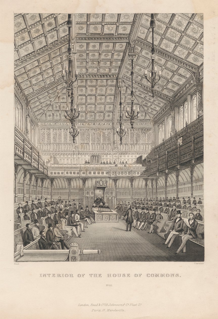 Interieur van het Lagerhuis door Chavane