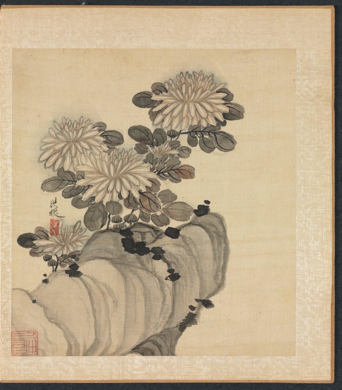 Schilderijen naar Oude Meesters: Chrysant en Rots, 1598-1652 door Chen Hongshou