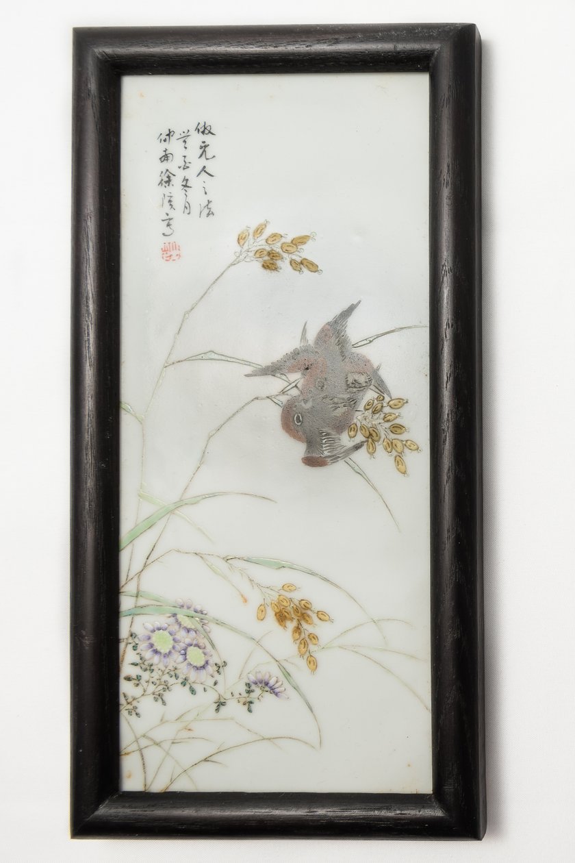 Famille rose plaat door Xu Zhongnan, 1920-1935 door Cheong Nam Choi