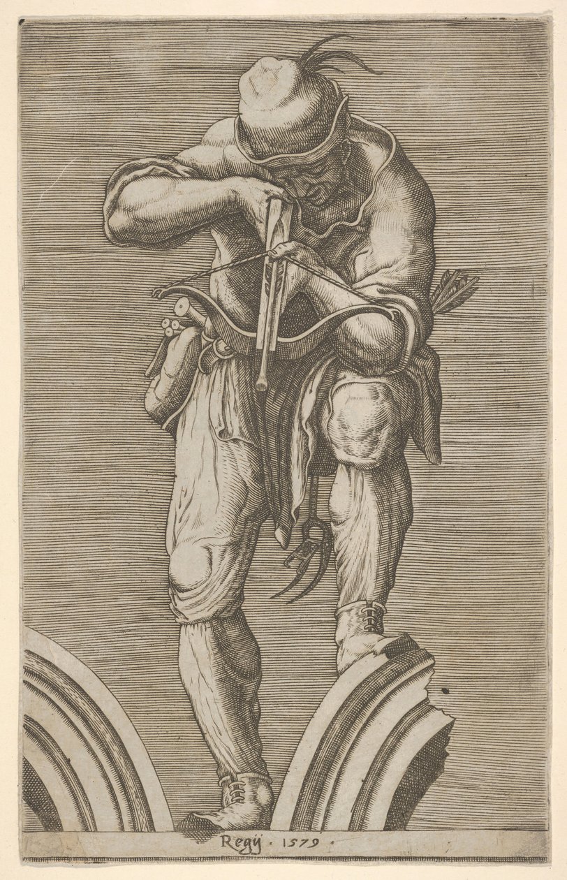 Een Man die een Kruisboog Schiet, 1579 door Cherubino Alberti
