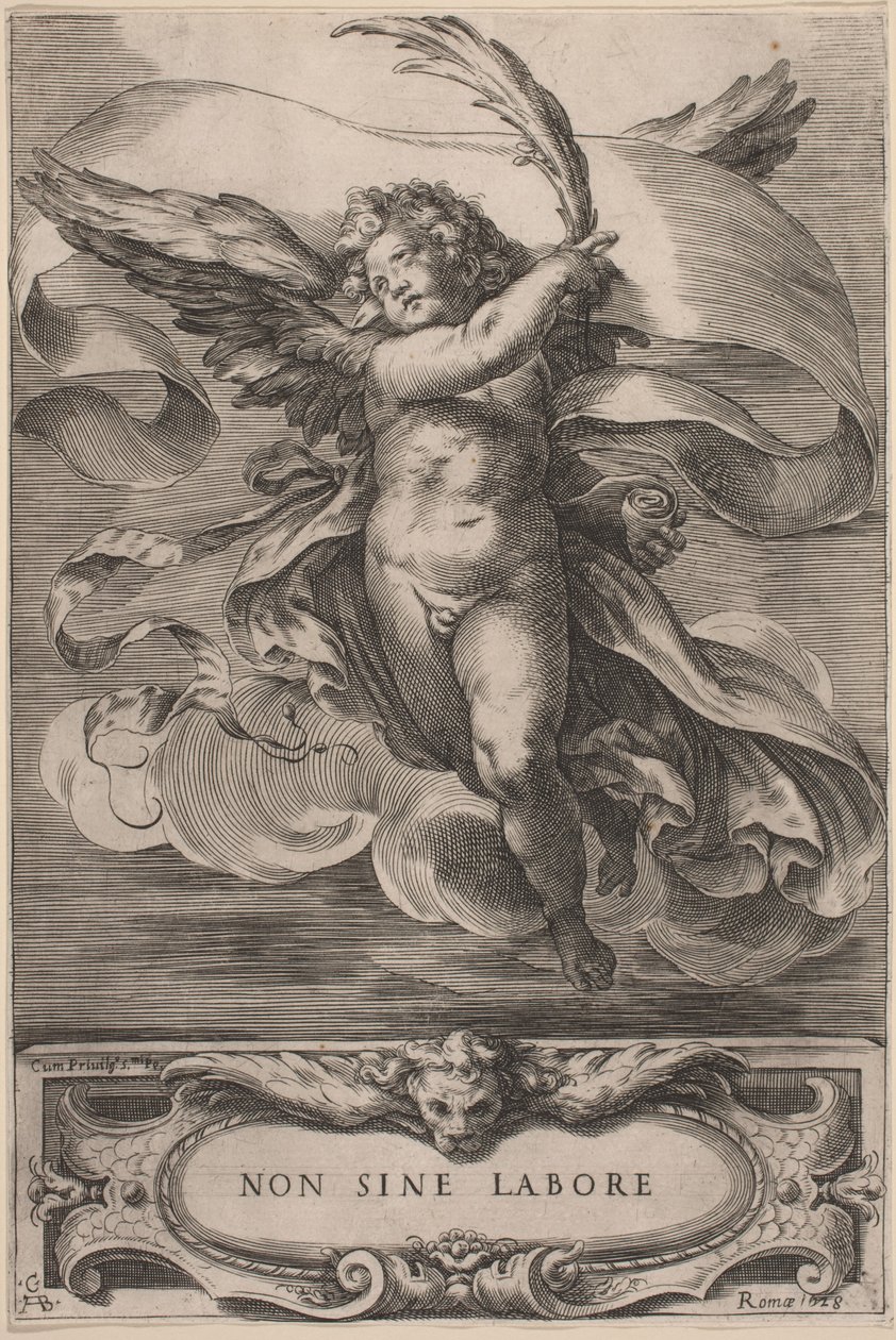 Een allegorisch figuur: Non sine labore door Cherubino Alberti