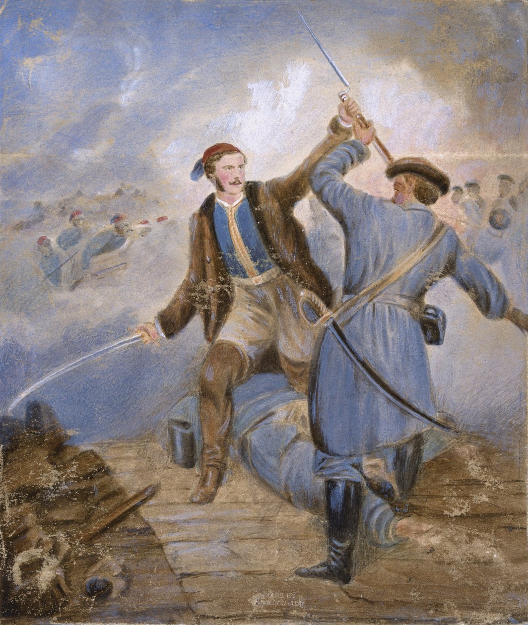 Majoor CC Teesdale, wint de VC bij Kars, 29 september 1855 door Chevalier Louis-William Desanges