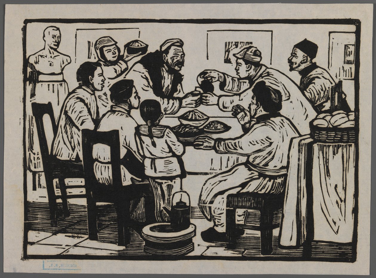 Laten we een drankje drinken om oudejaarsavond te vieren, ca. 1945 door Chi Kwei Sung