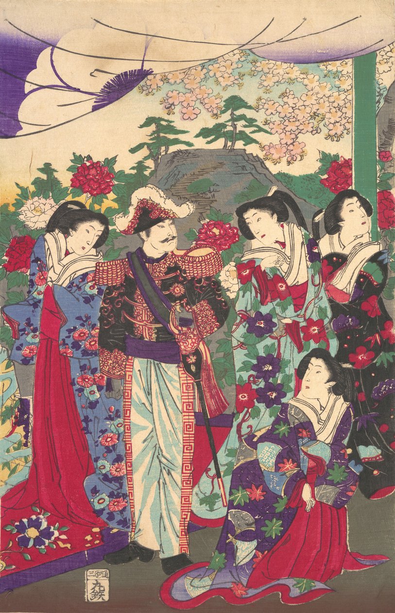Keizer onder hofdames door Chikanobu Yoshu