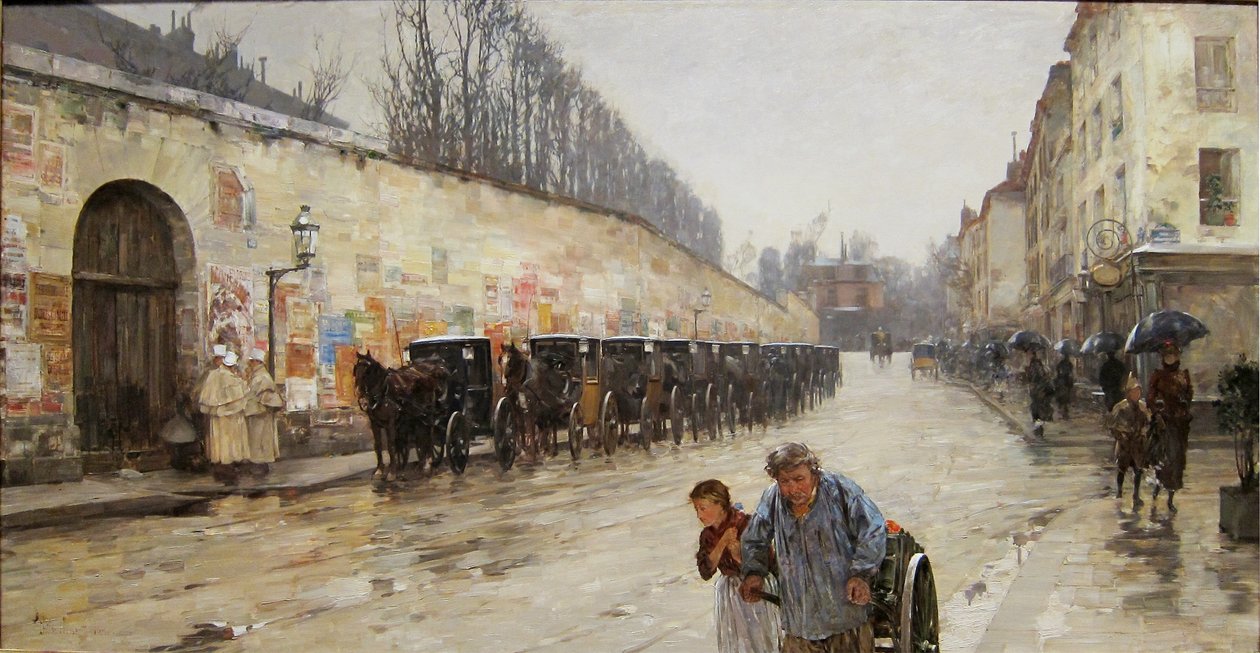 Een regenbui, rue Bonaparte door Childe Hassam