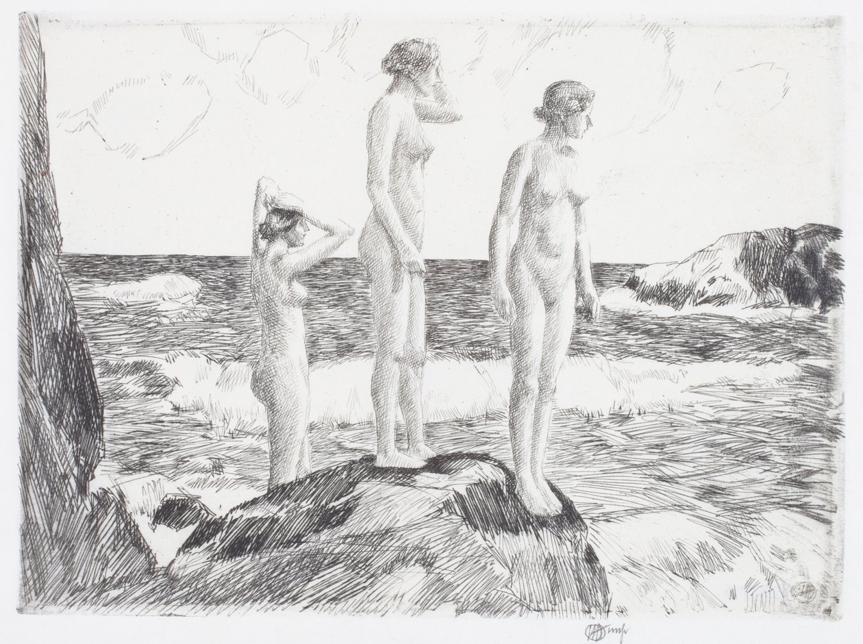 Diepzee Baders door Childe Frederick Hassam