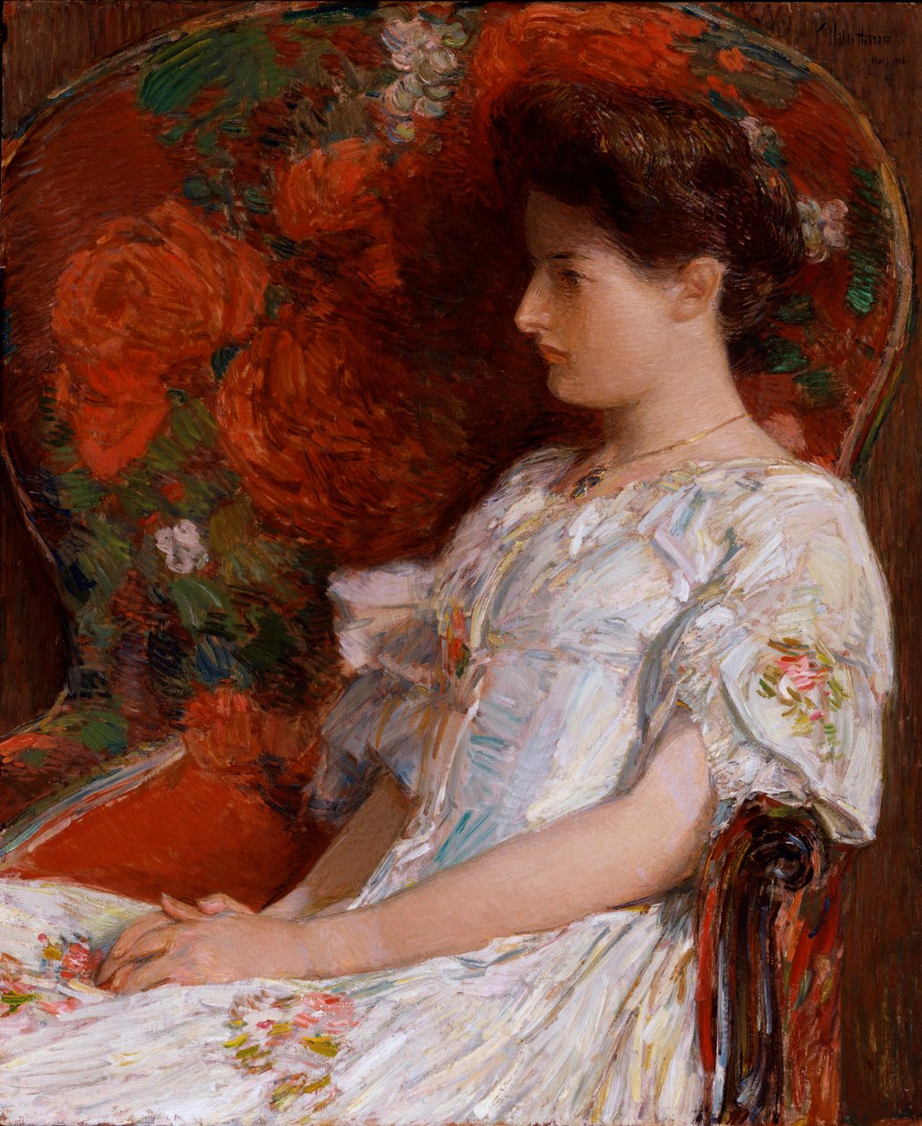 De Victoriaanse stoel door Childe Frederick Hassam