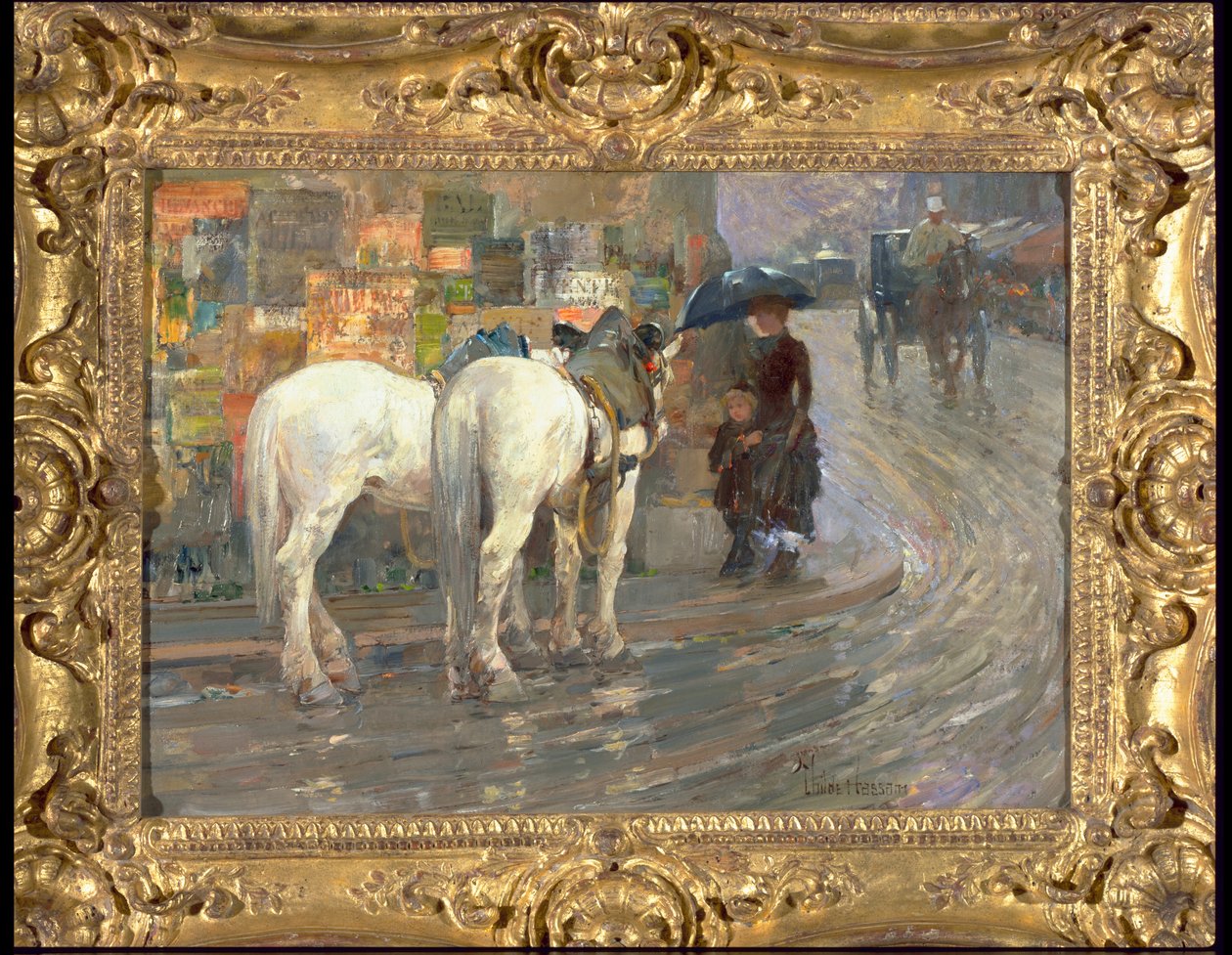 Parijse Straatscène, c.1889 door Childe Frederick Hassam