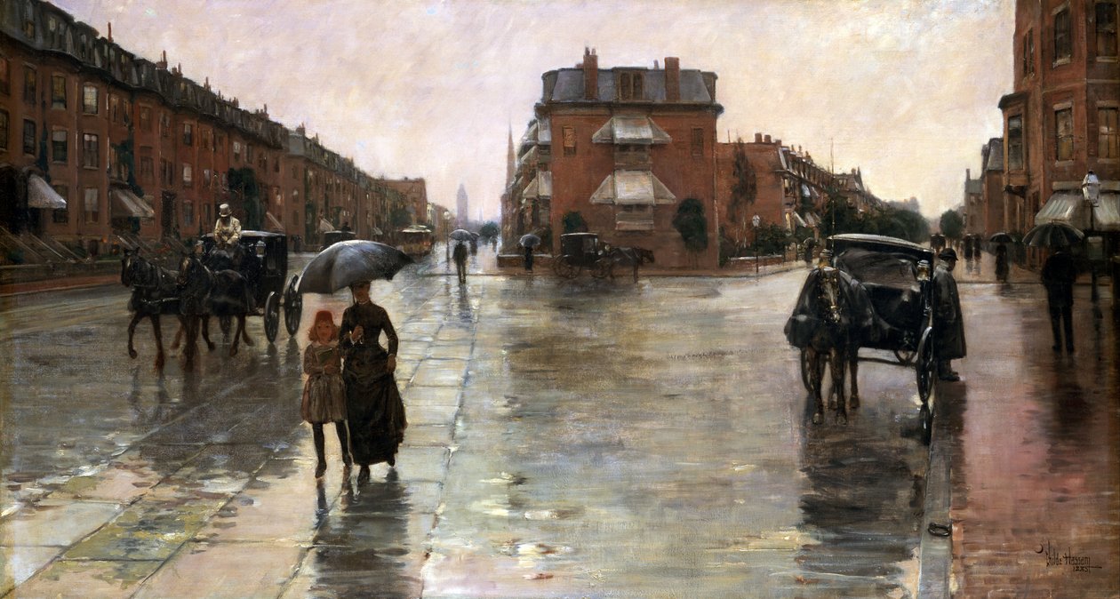 Regenachtige dag, Boston door Childe Frederick Hassam