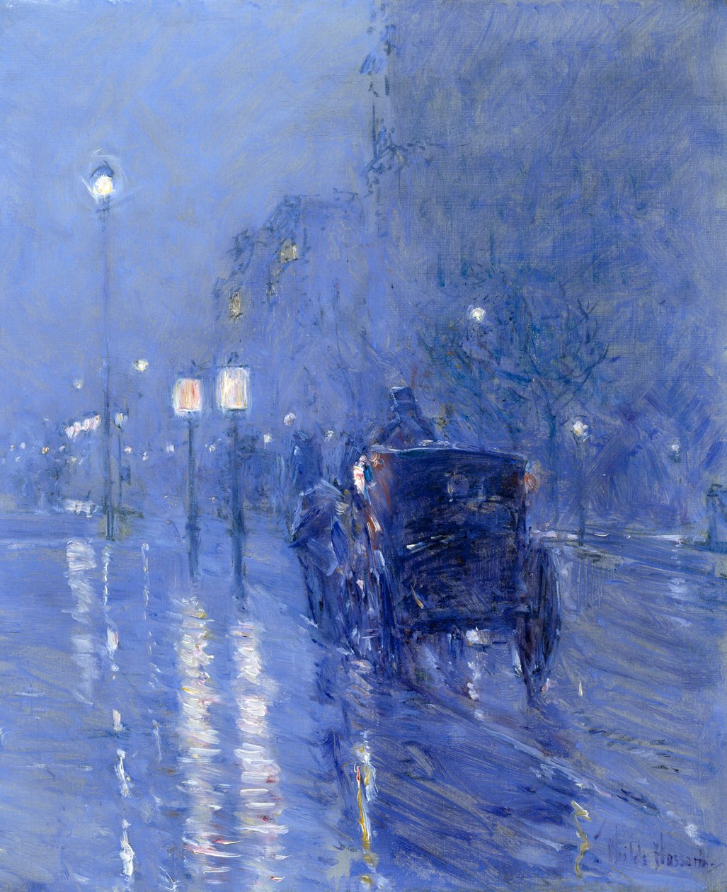 Regenachtige Middernacht, late jaren 1890 door Childe Frederick Hassam