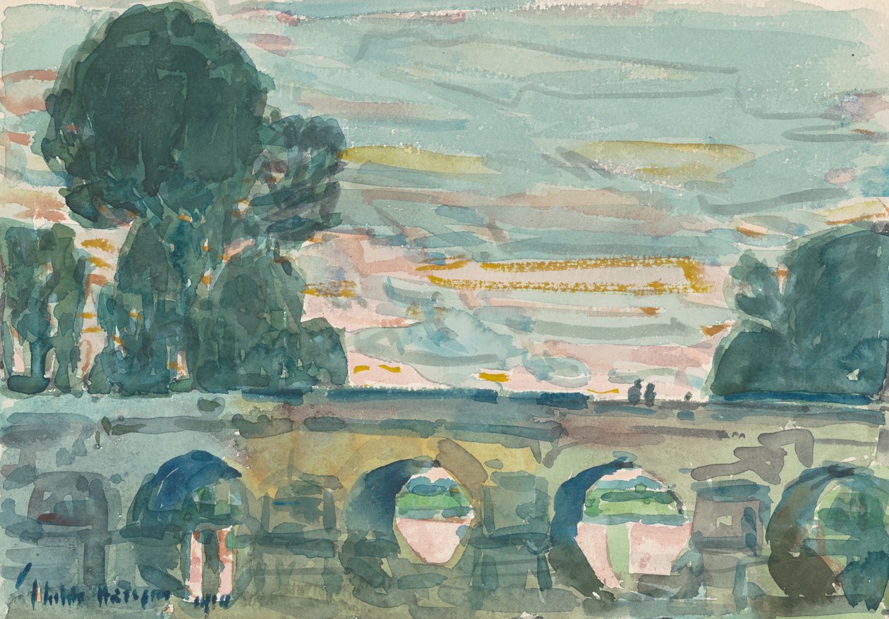De Brug bij Grez door Childe Frederick Hassam