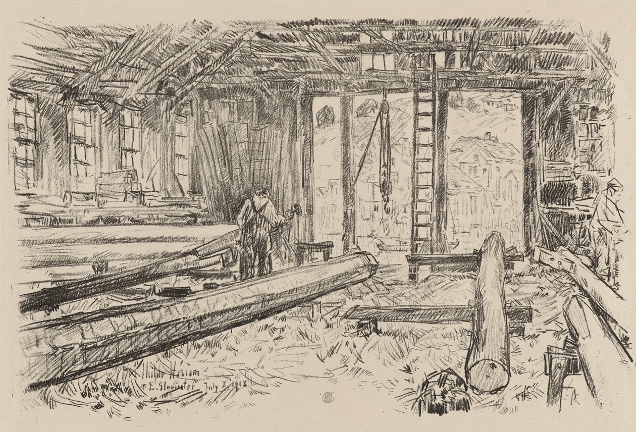 De Spar-winkel, Gloucester, 8 juli door Childe Frederick Hassam