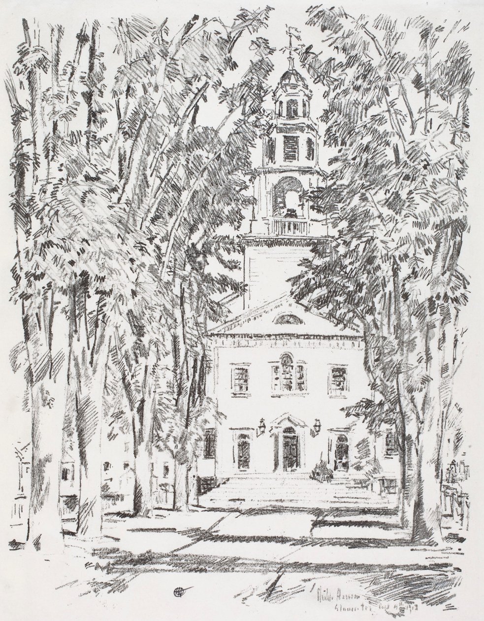 Koloniale kerk, Gloucester door Childe Hassam