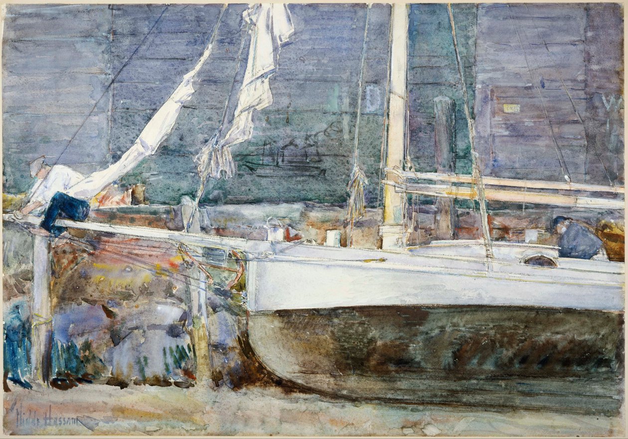 Droogdok, Gloucester door Childe Hassam