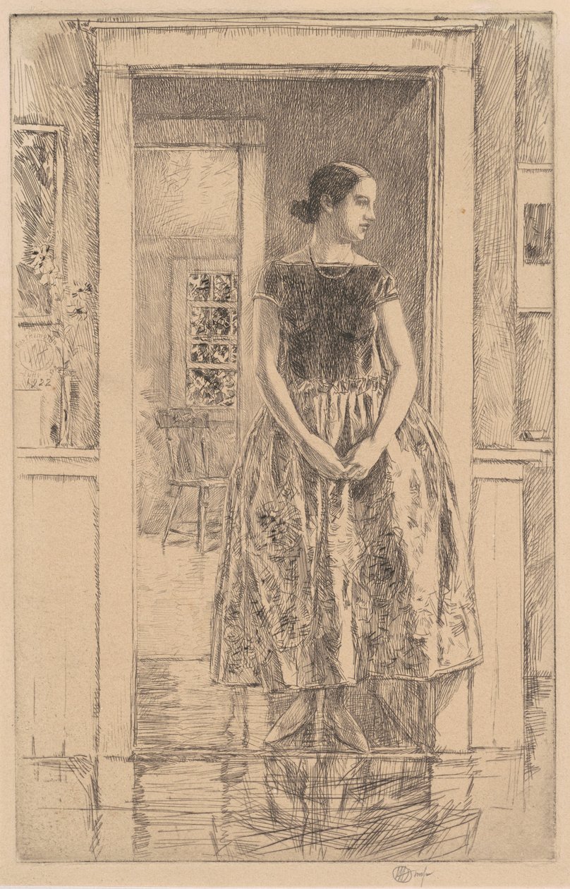 Meisje in een Moderne Jurk door Childe Hassam