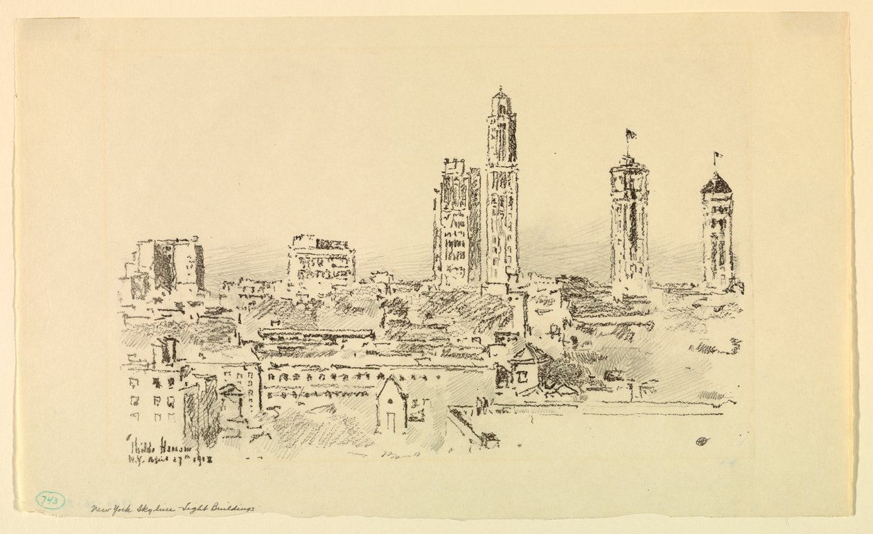 New York Skyline – Lichte Gebouwen door Childe Hassam
