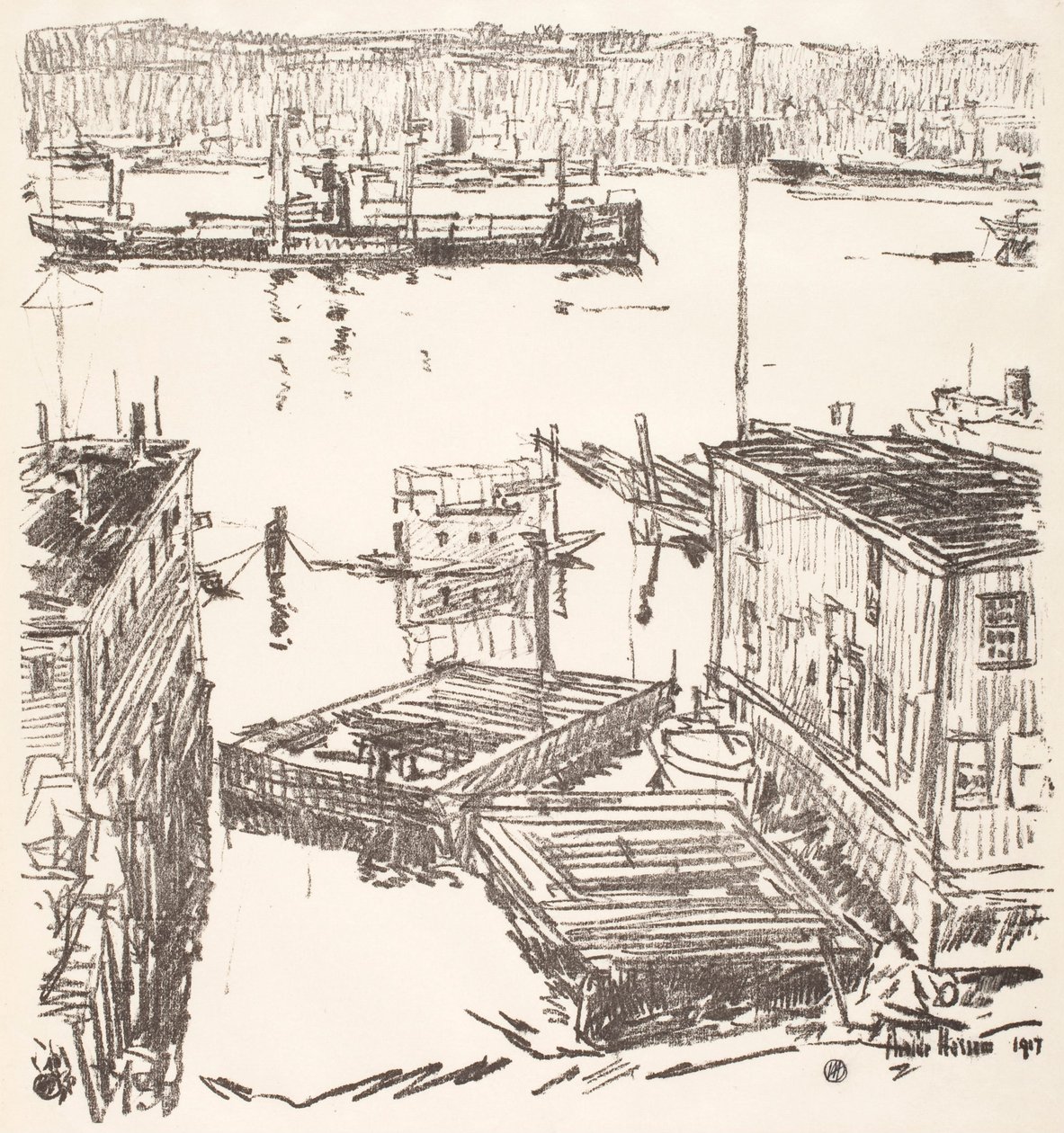 North River door Childe Hassam