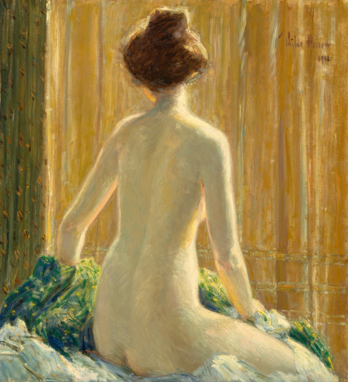 Naakt, zittend door Childe Hassam