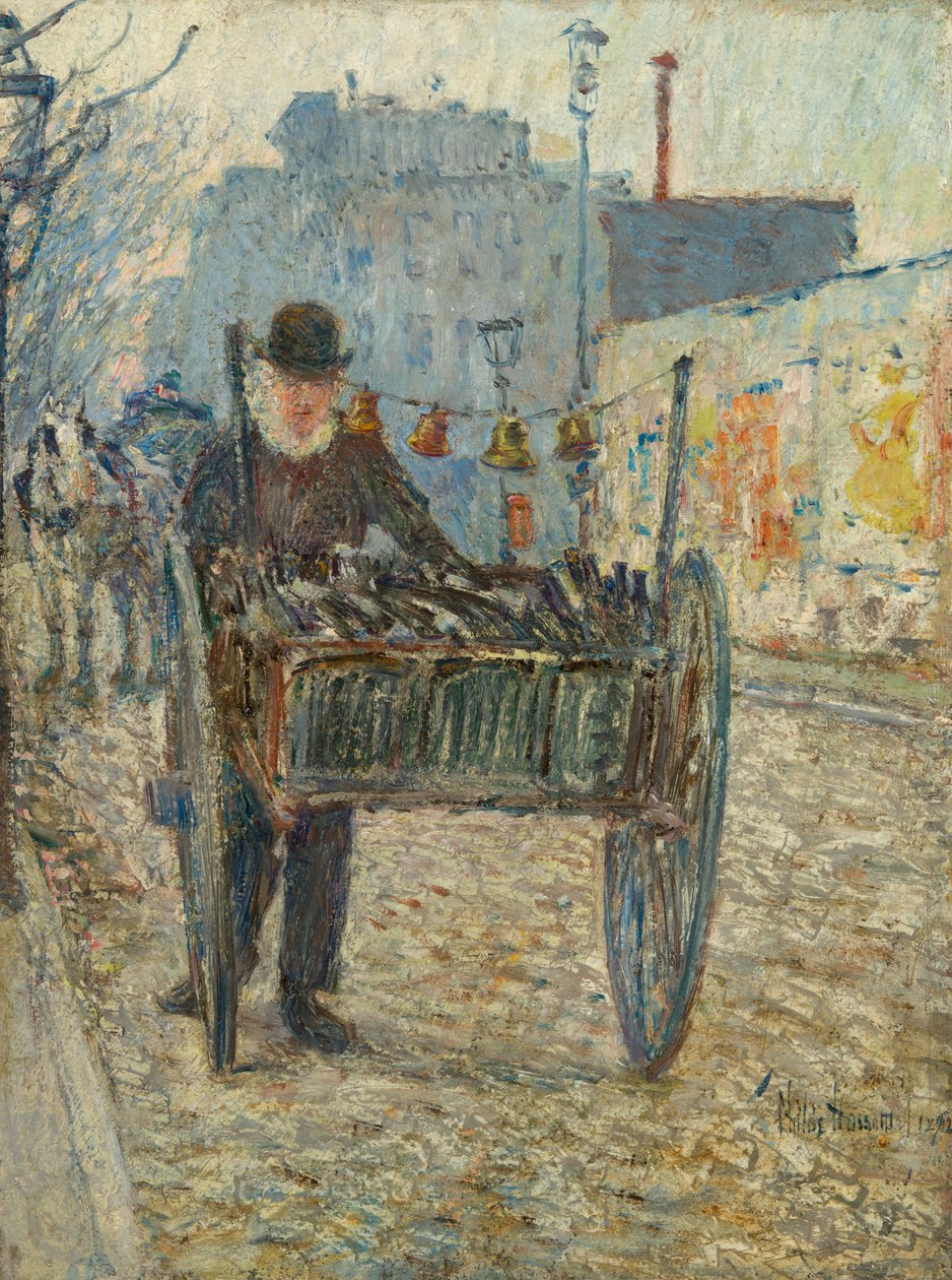 Oude flessenverzamelaar door Childe Hassam