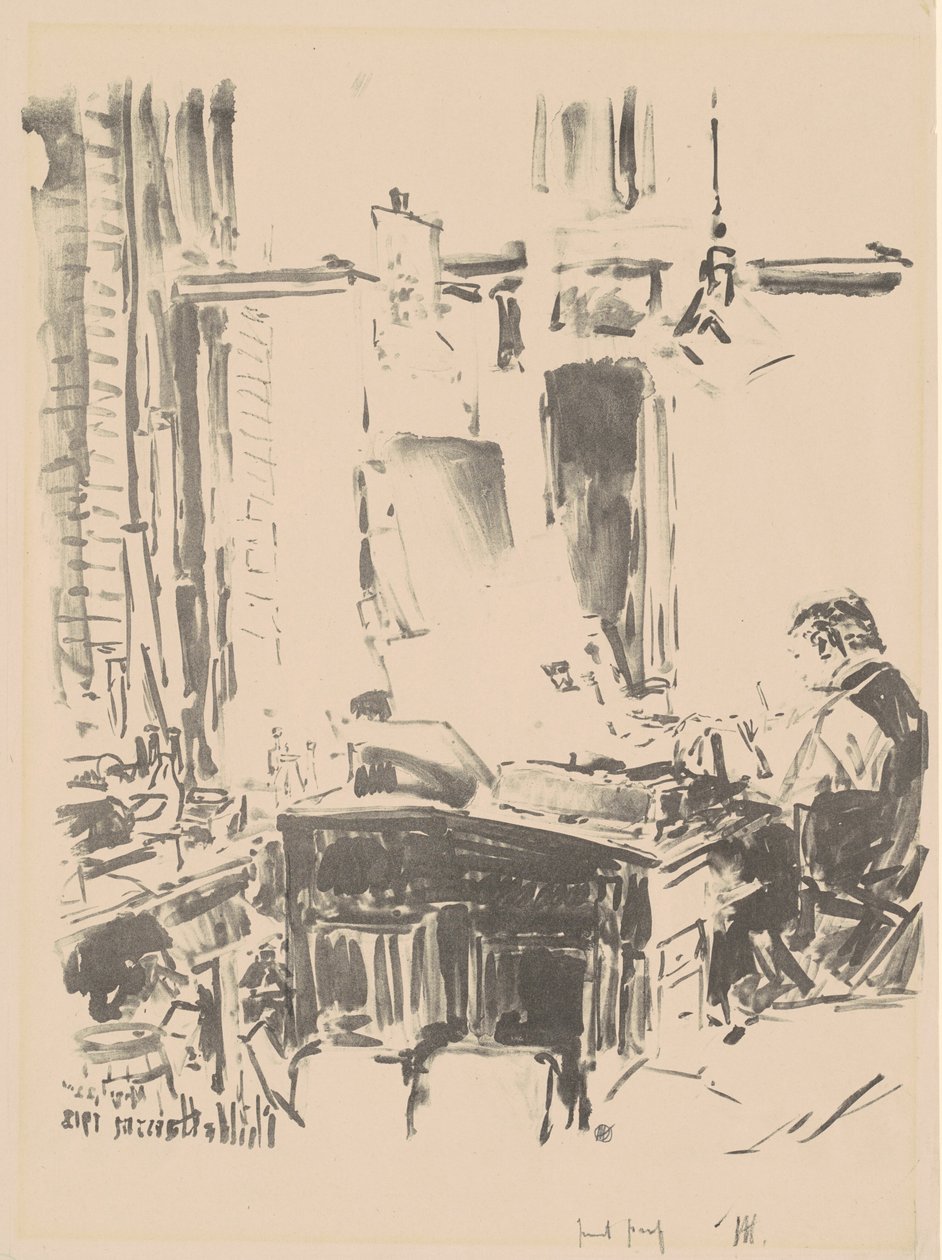 De Lithograaf door Childe Hassam