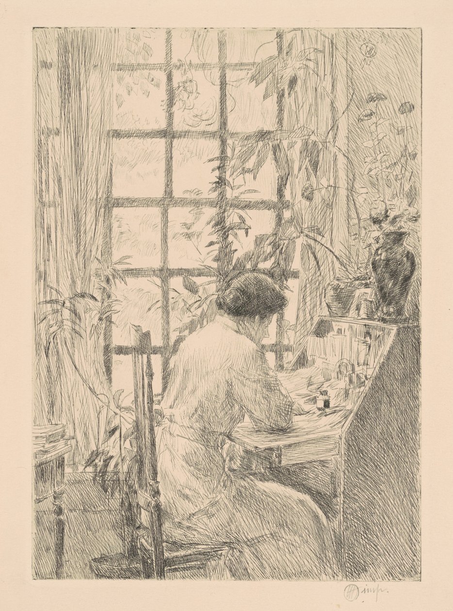 Het schrijftafel door Childe Hassam
