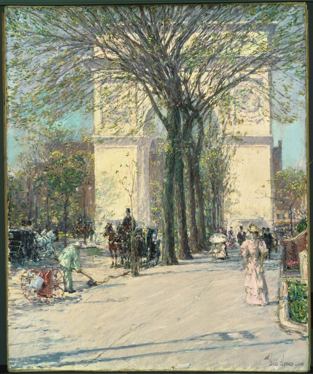 Washington Arch, lente door Childe Hassam