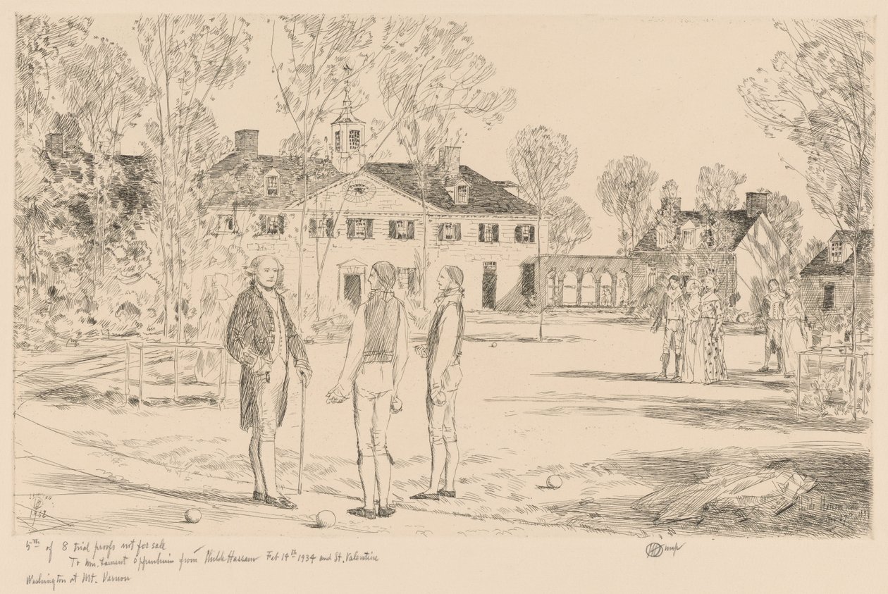 Washington in Mt. Vernon door Childe Hassam