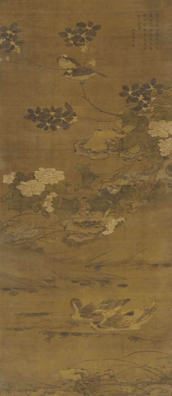 Bloemen, Eenden en andere Vogels, Ming of Qing dynastie, 15e-18e eeuw door Chinese School