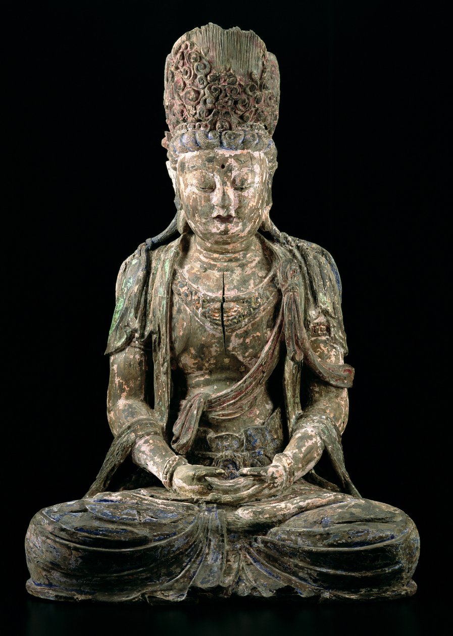 Grote zittende bodhisattva in meditatie, Jin-dynastie (1115-1234) door Chinese School