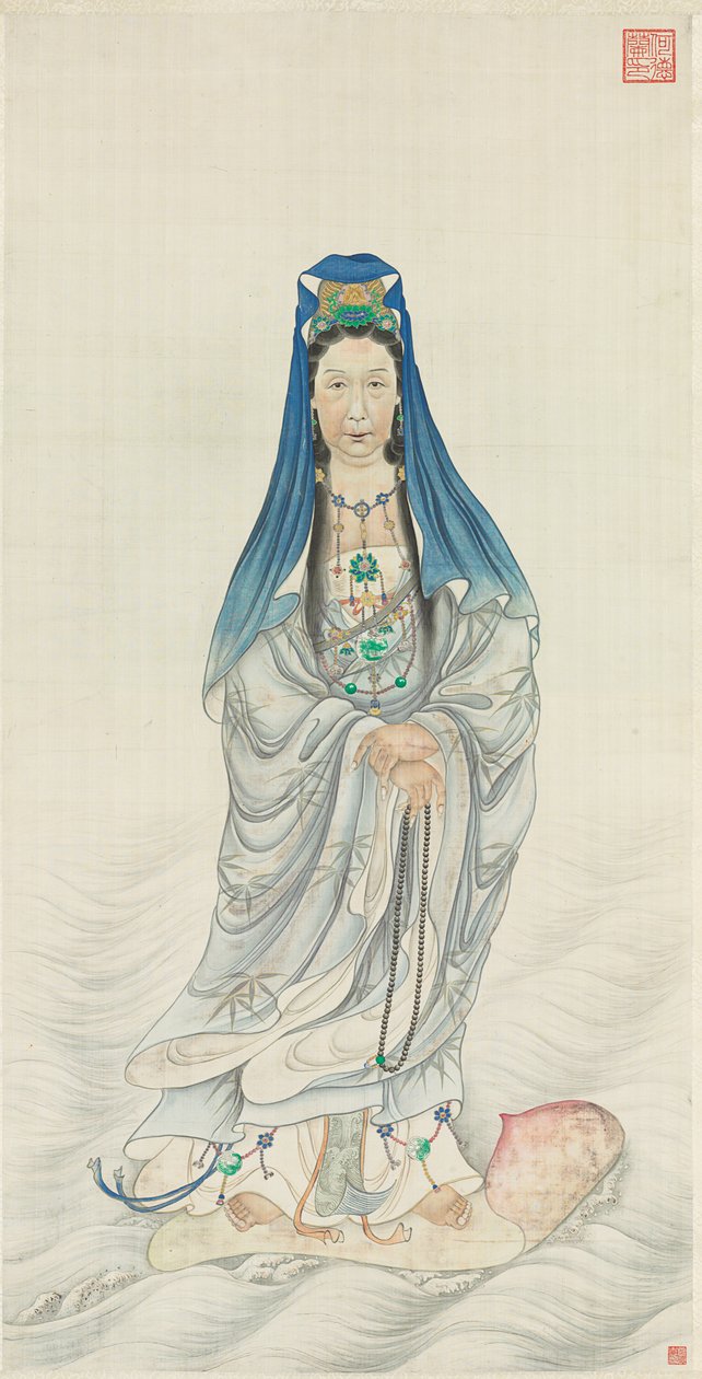 Portret van keizerin-weduwe Cixi als Guanyin door Chinese School