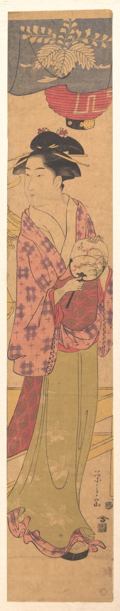 Mädchen mit einem Fächer door Chobunsai Eishi