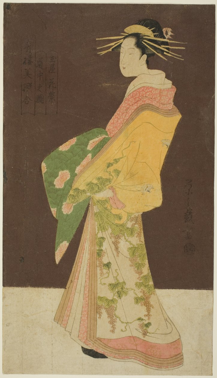 Een Selectie van Schoonheid uit de Plezierkwartieren: Hanamurasaki van de Tamaya in Processie door Chobunsai Eishi