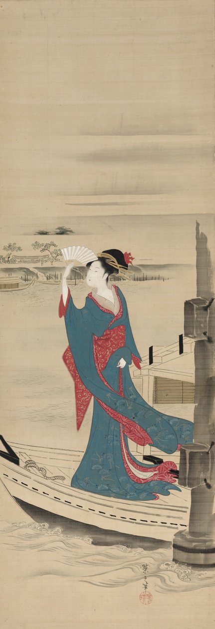 Schoonheid in een boot op de Sumida-rivier door Chobunsai Eishi