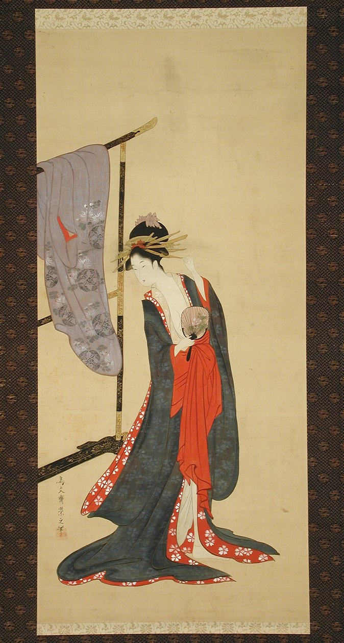 Oiran im Sommerkimono door Chobunsai Eishi
