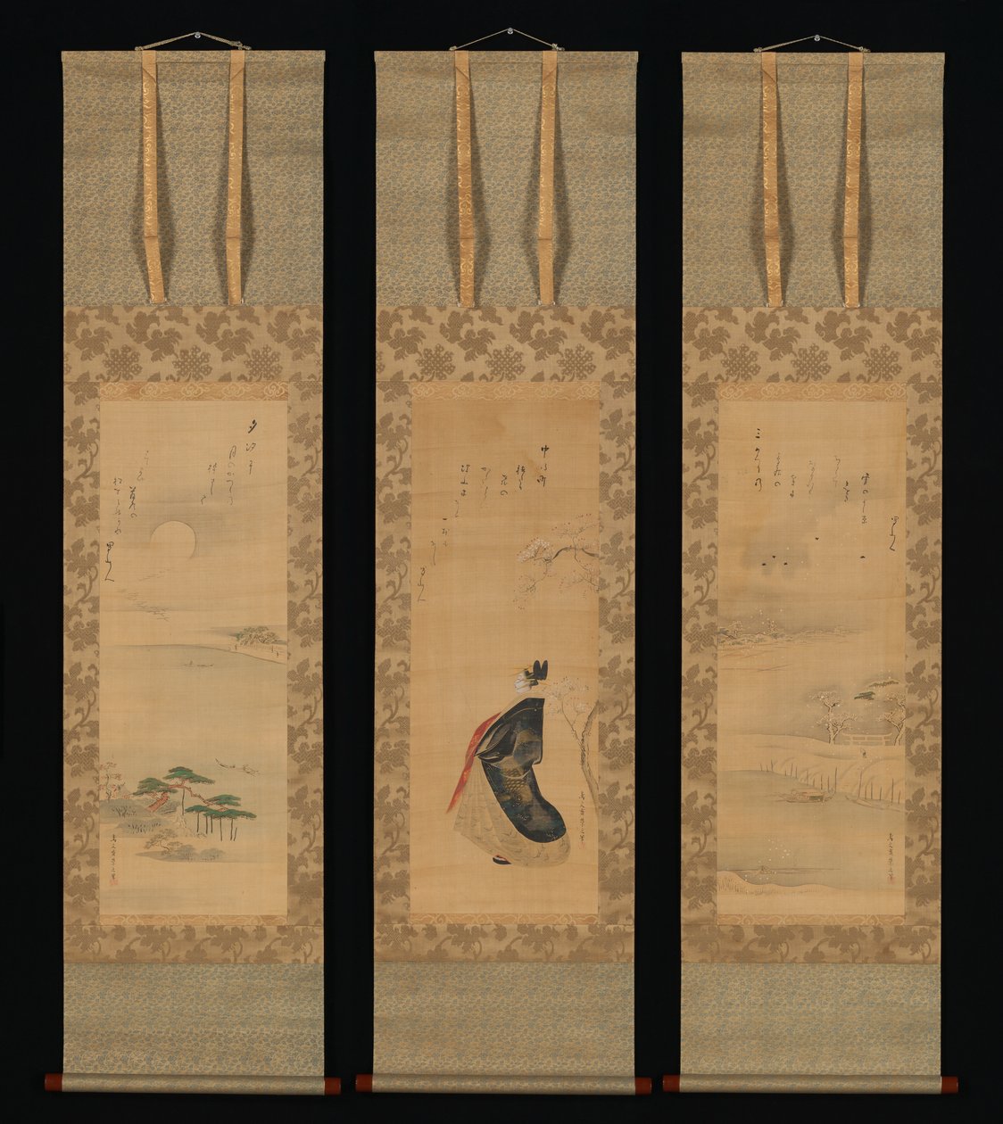 Sneeuw, maan en kersenbloesems (Yoshiwara in drie seizoenen) door Chobunsai Eishi