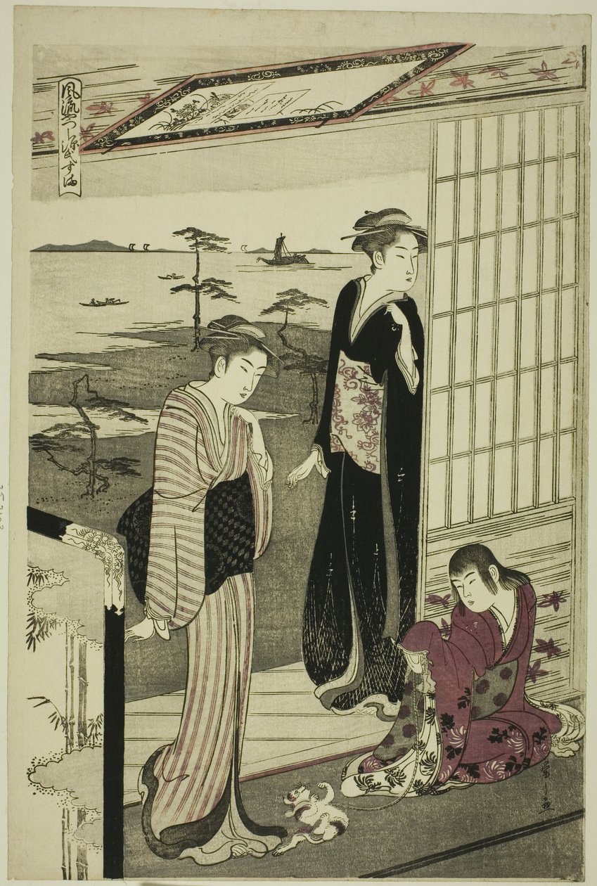 Suma, uit de serie "Een modieuze parodie op het verhaal van Genji (Furyu yatsushi Genji)" door Chobunsai Eishi