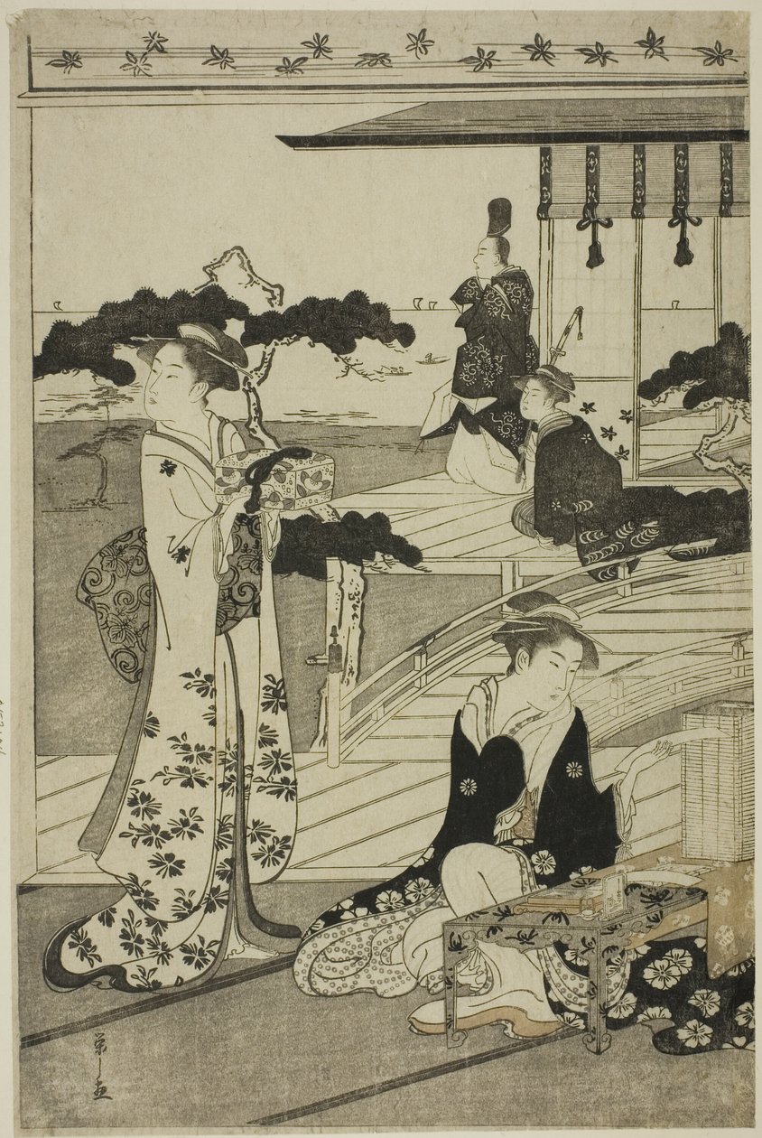Suma, uit de serie "Een Modieuze Parodie van het Verhaal van Genji (Furyu yatsushi Genji)" door Chobunsai Eishi