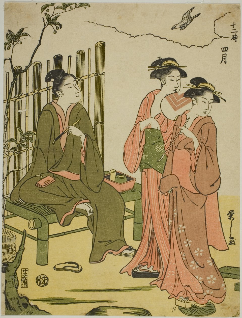 De vierde maand (Shigatsu), uit de serie "De twaalf maanden (Juni toki)" door Chobunsai Eishi