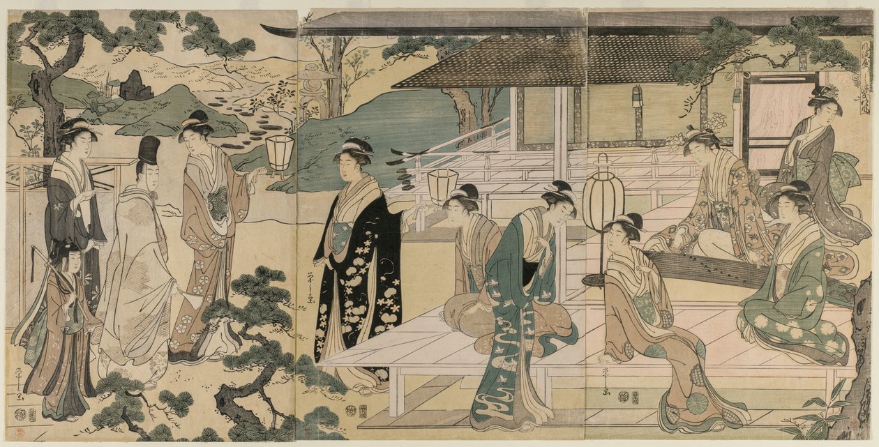Het Matsukaze Hoofdstuk van het Verhaal van Genji uit de serie Het Verhaal van Genji, ca. 1791 door Chobunsai Eishi