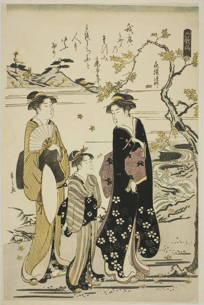 De priester Kisen, uit de serie "Zes onsterfelijke dichters (Rokkasen)" door Chobunsai Eishi