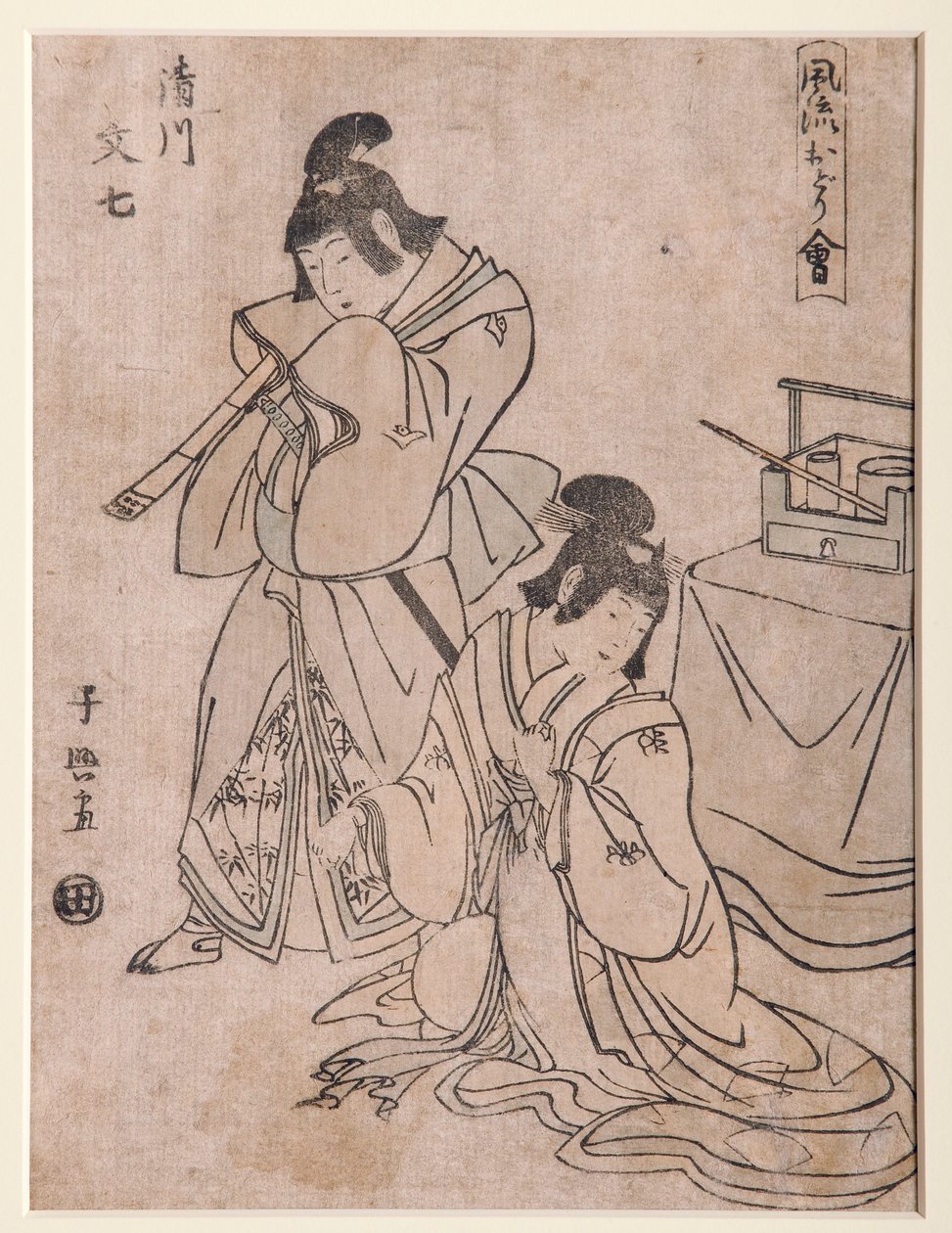 Kiyokawa en Bunshichi, 1798-1800 (houtsnede) door Choki Eishusai