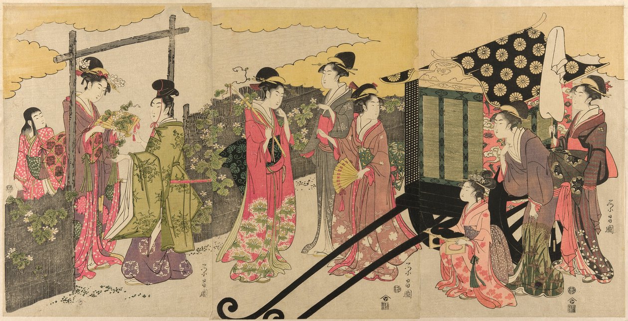 Parodie op het Yugao-hoofdstuk van het Verhaal van Genji door Chokosai Eisho