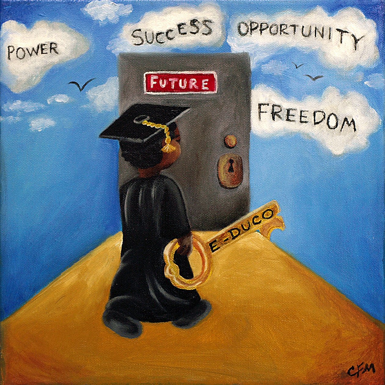 Onderwijs is de sleutel, 2015 (olieverf op doek) door Chris Fabor