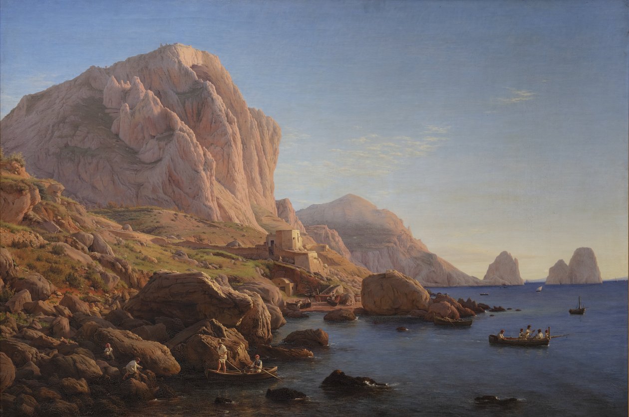 Een rotsachtige kust, Capri. Na zonsopgang door Christen Købke