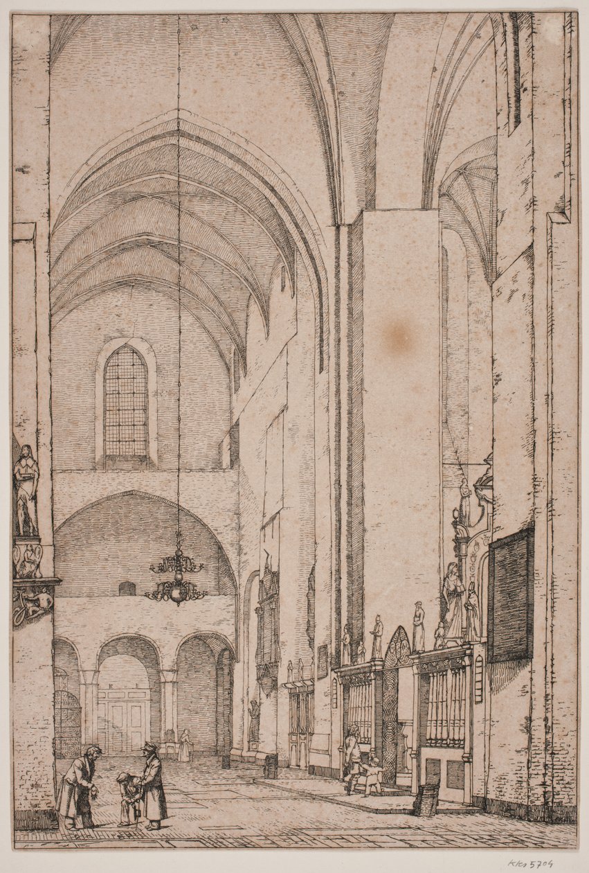 Deens: Prospectus van het interieur van het noordelijke dwarsschip van de kathedraal van Aarhus door Christen Købke