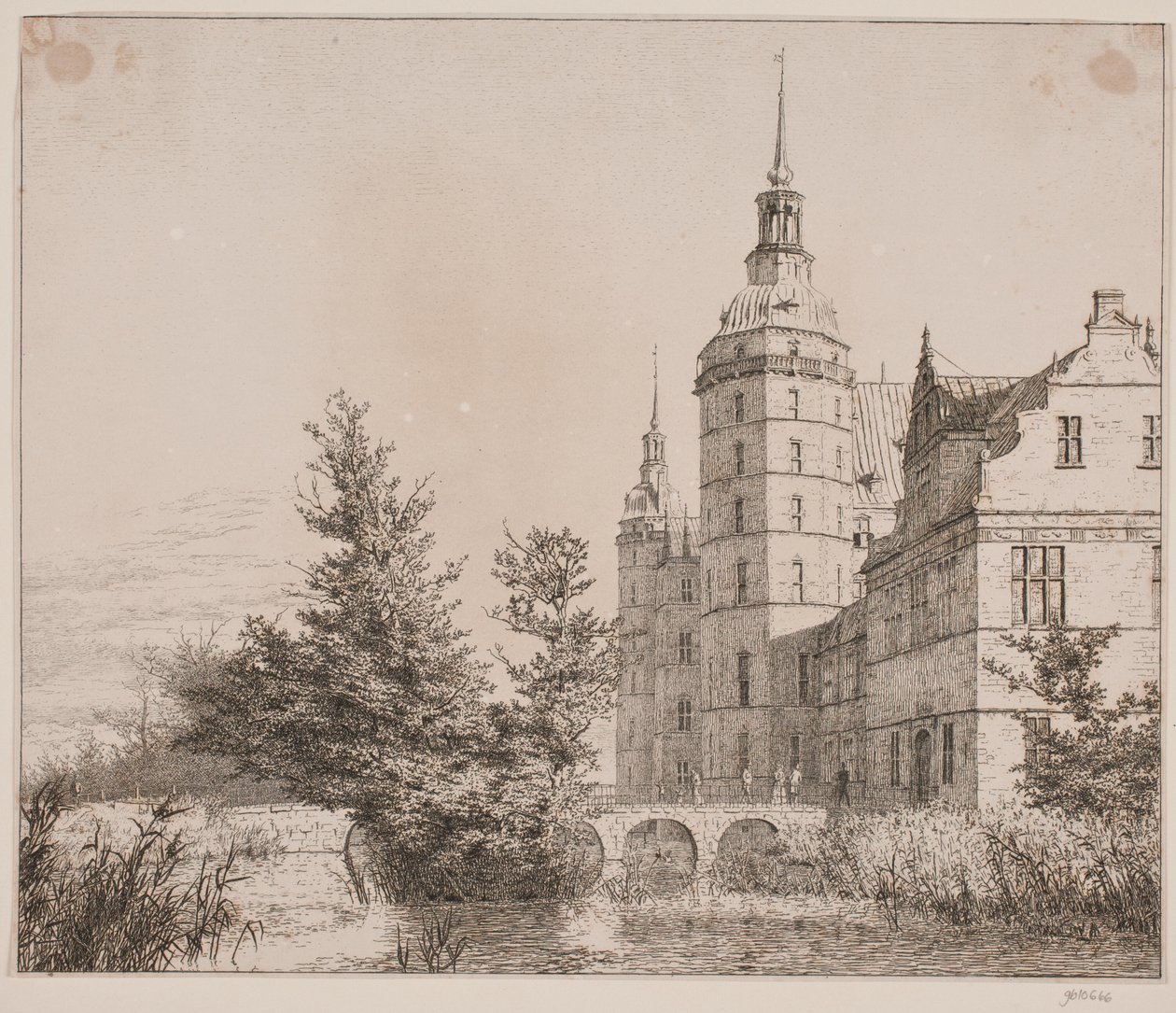 Frederiksborg Slot. Deel bij de Muntbrug door Christen Købke