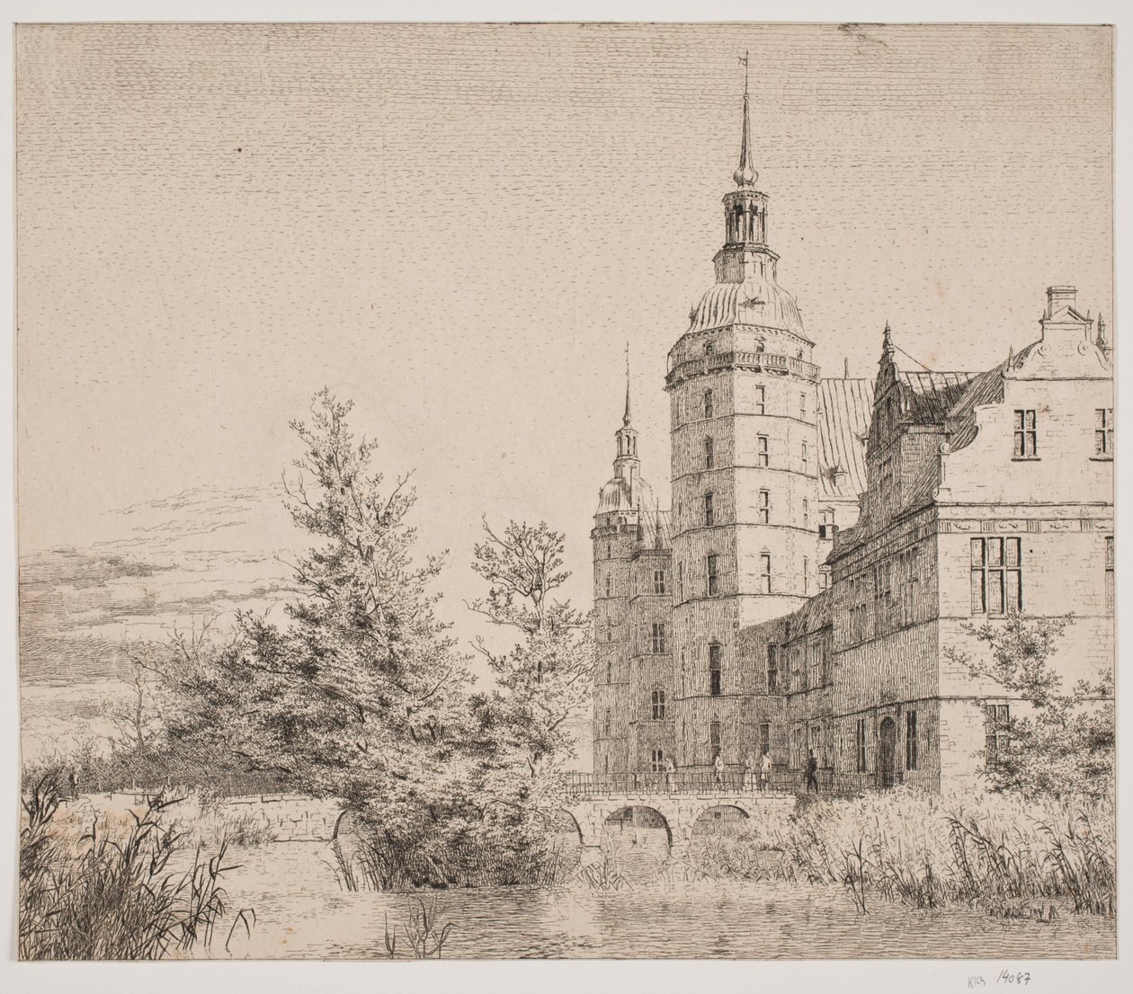 Frederiksborg Slot. Deel bij de Muntbrug door Christen Købke