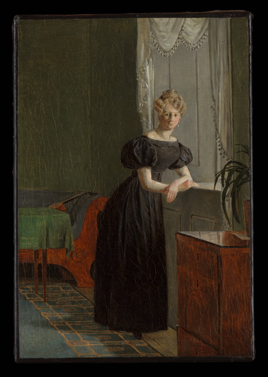 Sophie Købke (later Sophie Krohn, 1807-1853), de zuster van de kunstenaar, in de hal van Kastellet door Christen Købke