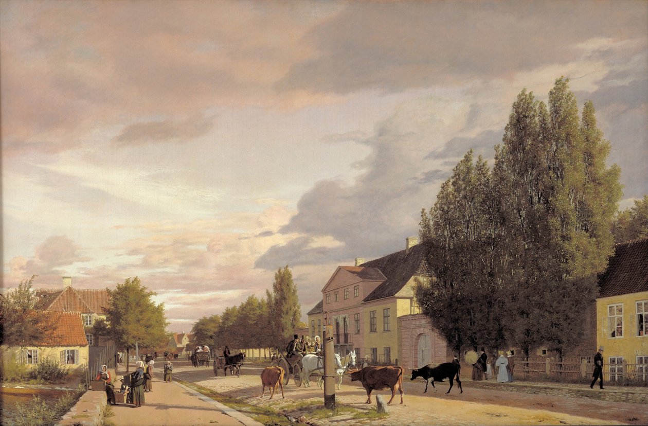 Uitzicht op een Straat in Østerbro buiten Kopenhagen. Ochtendlicht, 1836 door Christen Schjellerup Købke